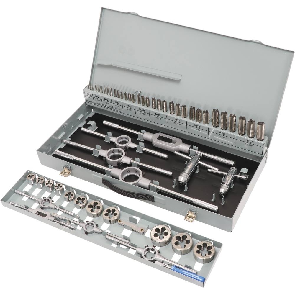 Taraud et filière M3 à M20 3 passes - coffret de 56 pcs DRAKKAR - 14723