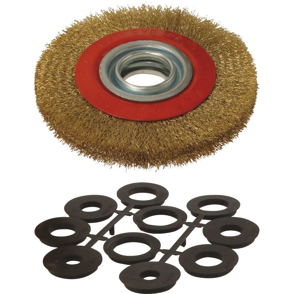 Brosse métallique 150mm avec bagues multi-alésage - 15033