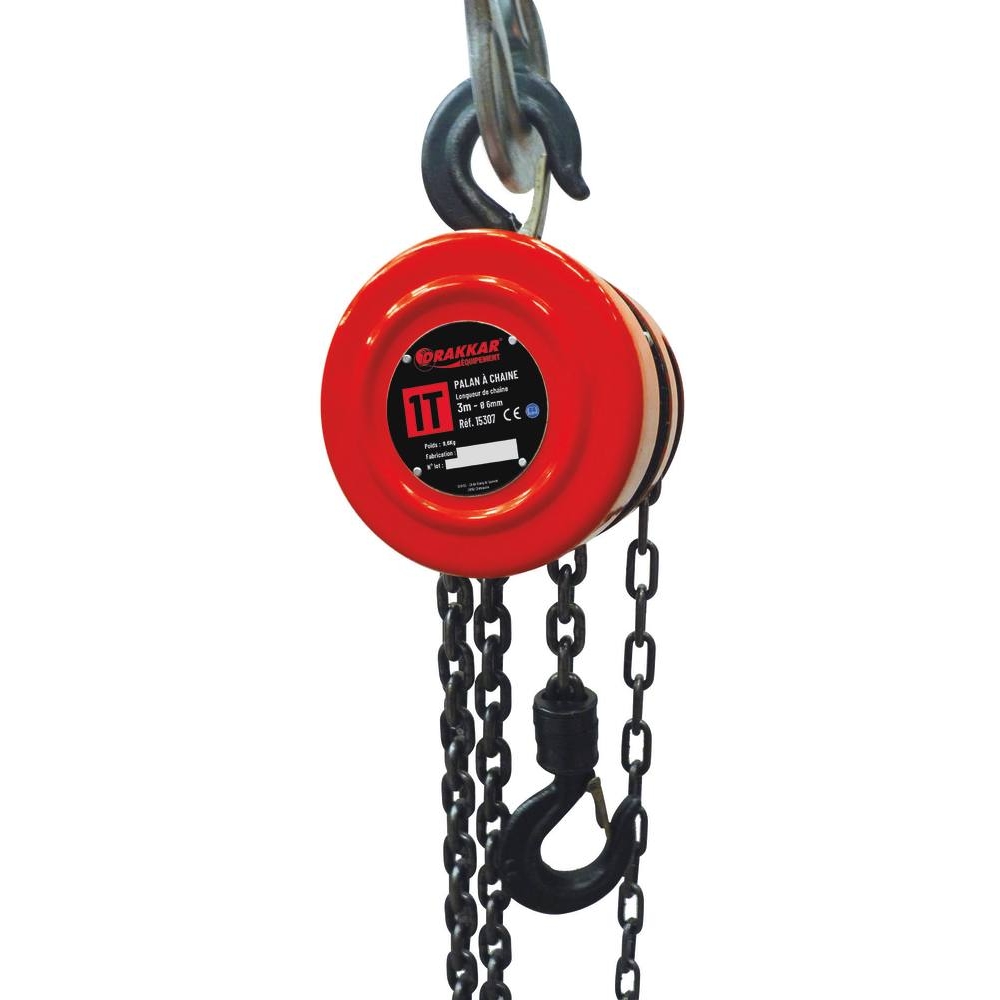 Palan à chaîne 1T 3m DRAKKAR - 15307
