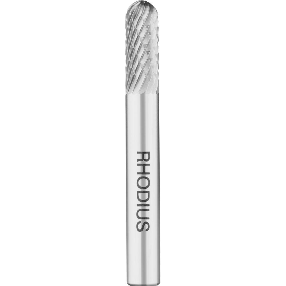 Fraise métallique cylindrique à bout arrondi sur tige 6mm RHODIUS - 15415