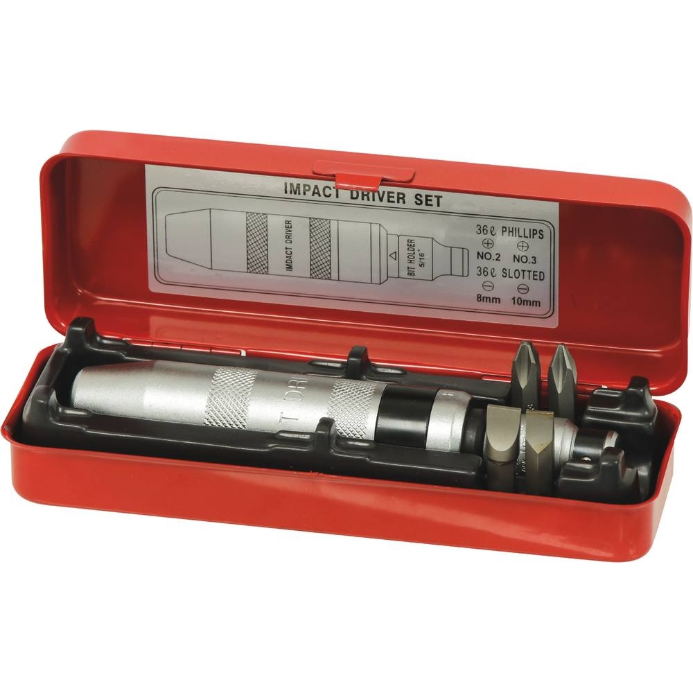 Tournevis à chocs + 4 embouts - boîte métallique DRAKKAR TOOLS - 15431