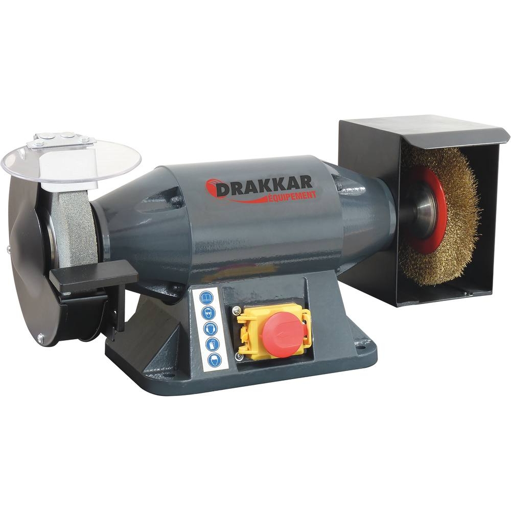 Touret à meuler 230V 520W 150mm meule/brosse DRAKKAR - 15526