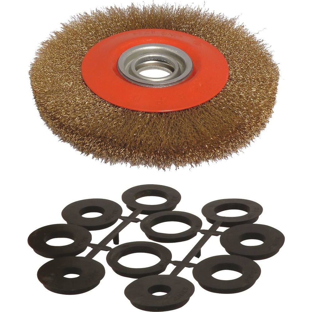Brosse métallique 200x32mm avec bagues multi-alésage - 15530