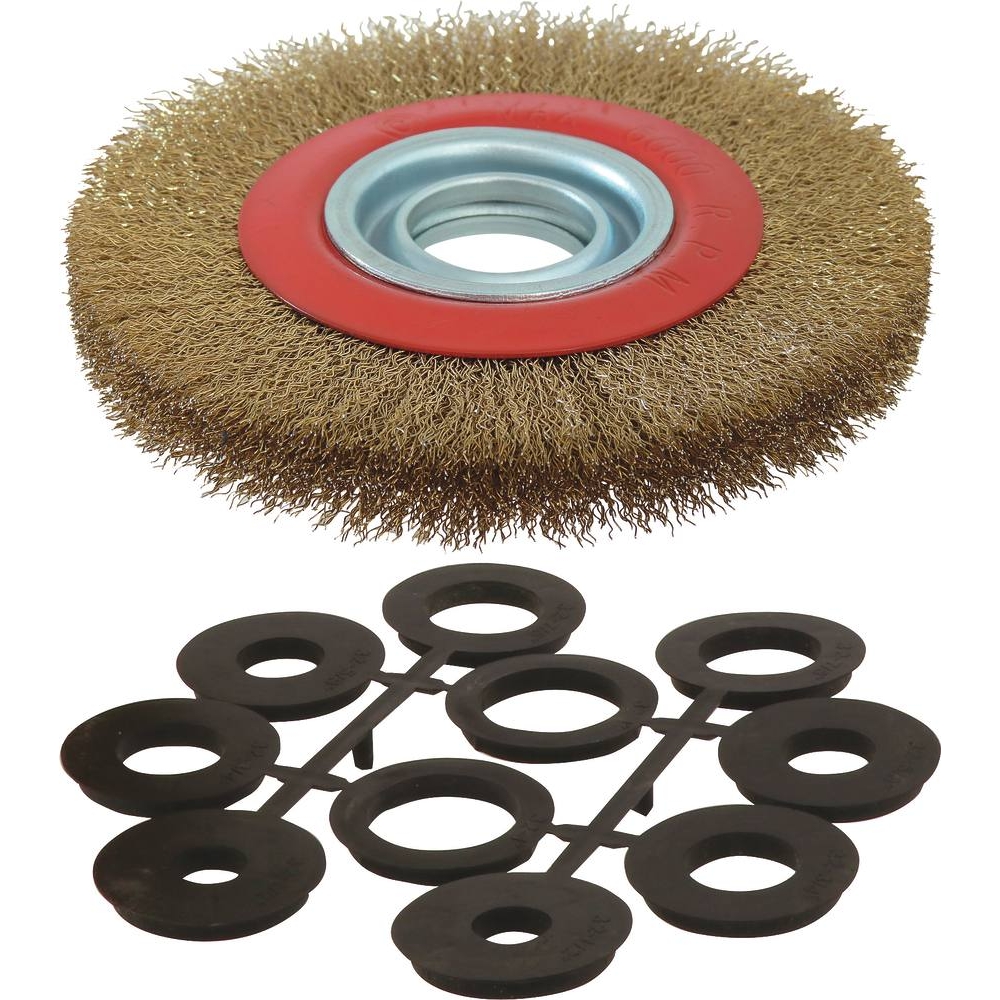 Brosse métallique 150x32mm avec bagues multi-alésage - 15540