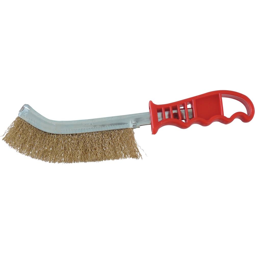 Brosse métallique convexe fil acier laitonné 250mm avec manche PVC - 15874
