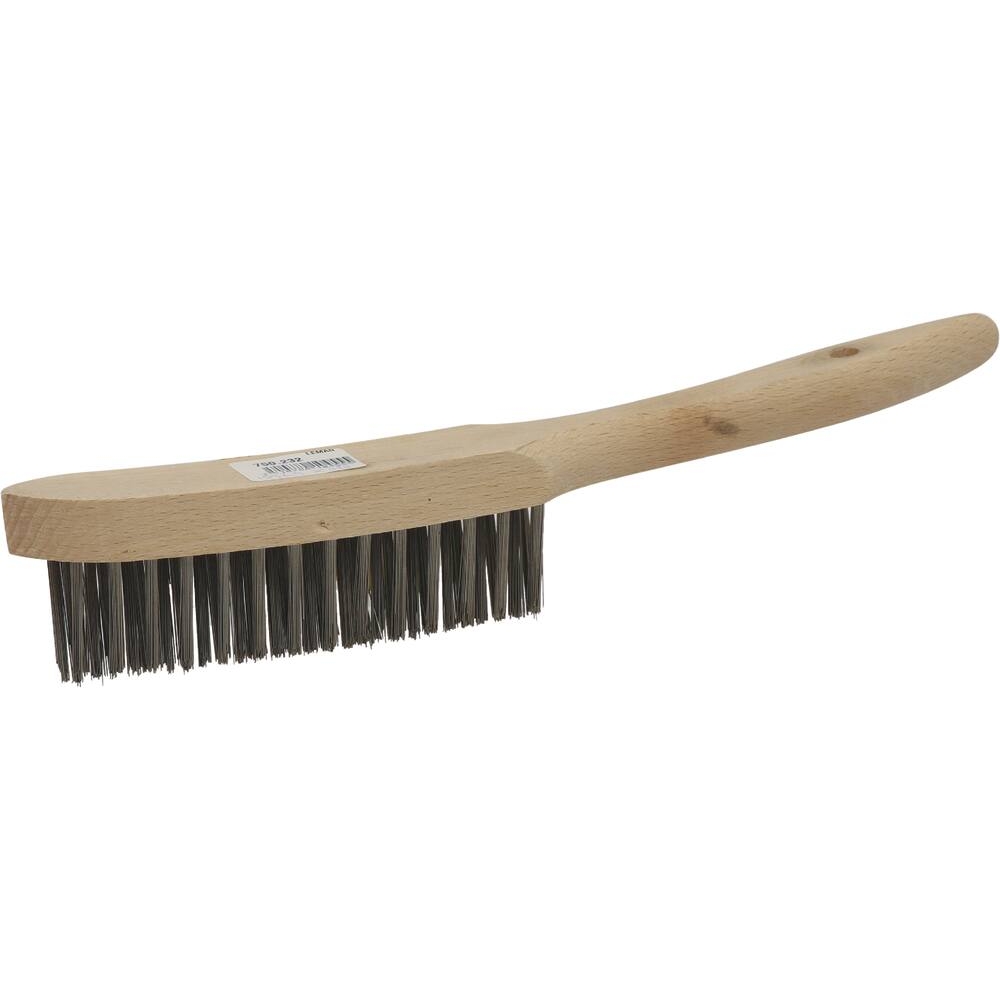 Brosse métallique fil acier 3 rangs 280mm avec manche bois incurvé spécial soudure - 15924