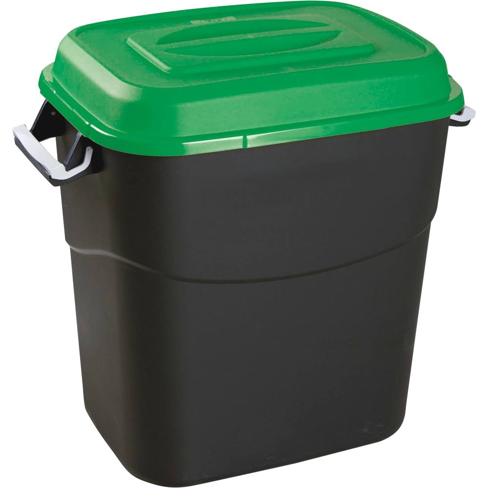 Poubelle 75L noire avec couvercle vert TAYG - 15942
