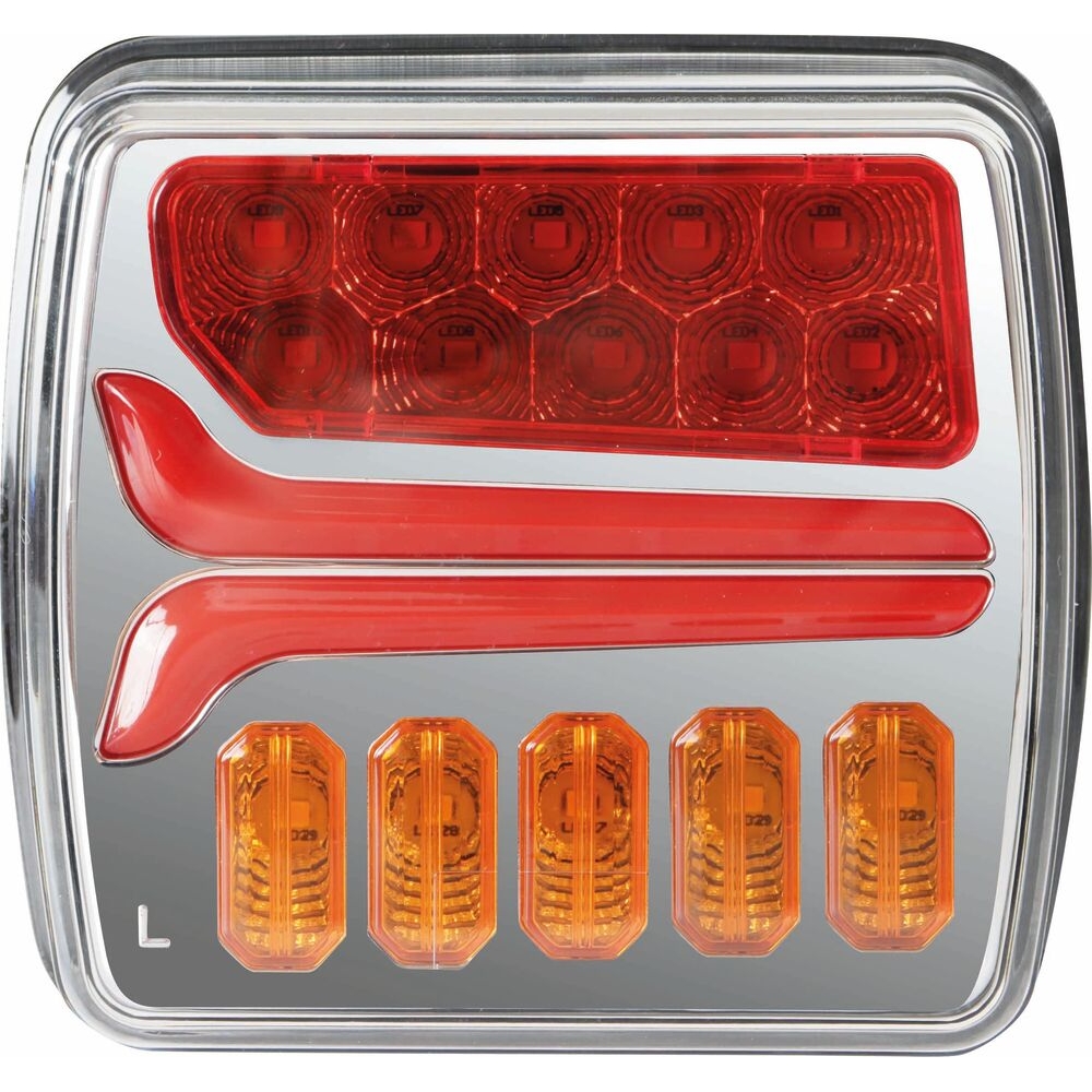 Feu arrière carré LED gauche 12/24V 4 fonctions - SODIFLASH - 16050