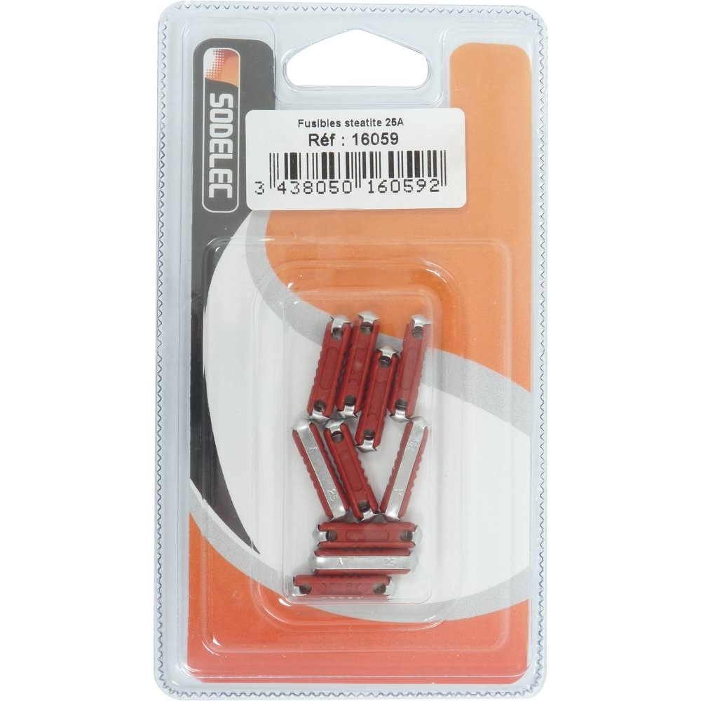 Fusible steatite 25A rouge - de 10 pcs SODELEC - 16059