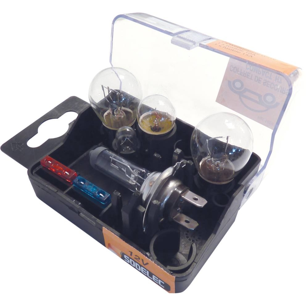 Coffret de secours 12V H7 - 5 ampoules et 2 fusibles SODELEC - 16287