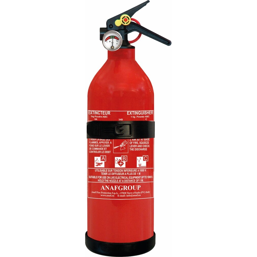 Extincteur à pression permanente à poudre ABC avec manomètre 1kg ANAF - 16454