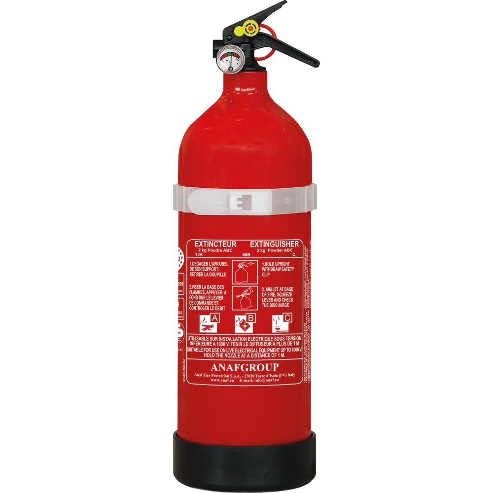 Extincteur à pression permanente à poudre ABC avec manomètre 2kg ANAF - 16457
