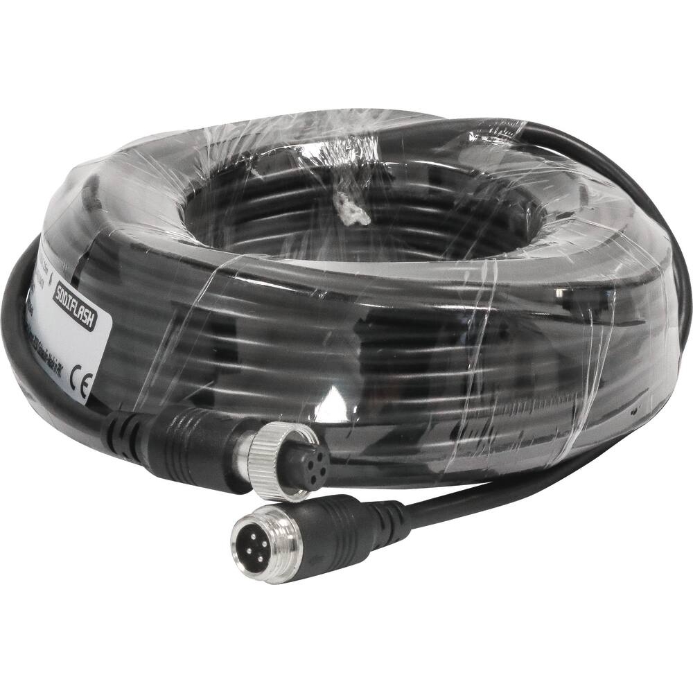 Câble 15m avec connecteur mâle 4 broches pour caméra de recul/écran vidéo SODIFLASH - 16477