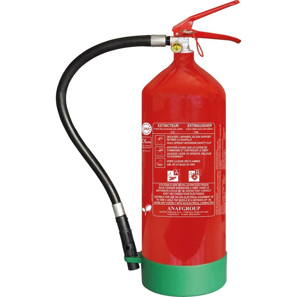 Extincteur à pression permanente à eau pulvérisée avec additif avec manomètre 6L ANAF - 16495
