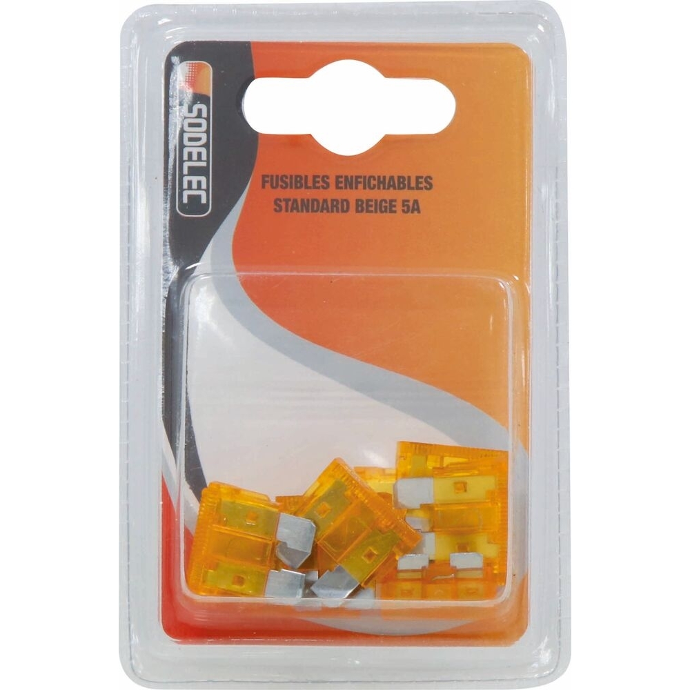 Fusible enfichable 5A beige - lot de 10 pcs - SODELEC - 16576