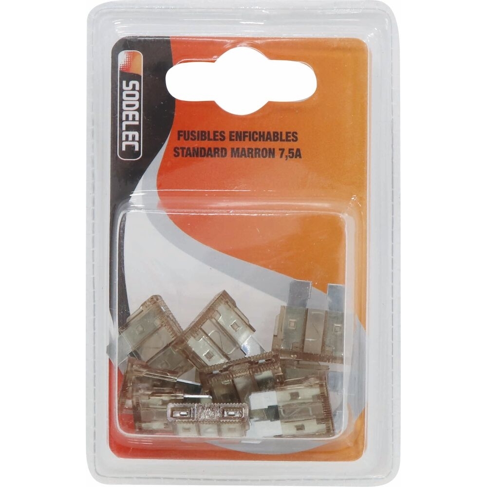 Fusible enfichable 7,5A marron - lot de 10 pcs - SODELEC - 16578