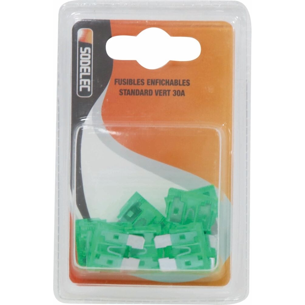 Fusible enfichable 30A vert - lot de 10 pcs - SODELEC - 16581
