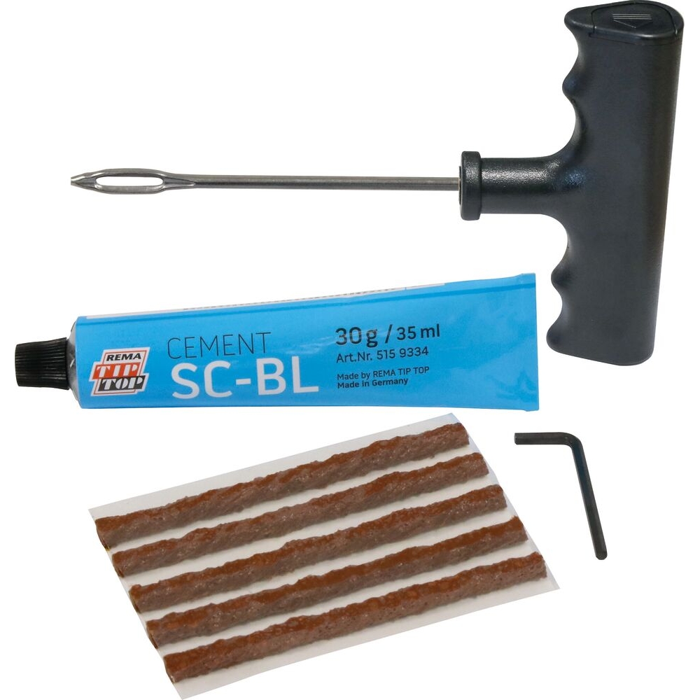 Réparation pour pneus tubeless - de 5 tresses de 100mm avec colle et outil REMA TIP TOP - 16622