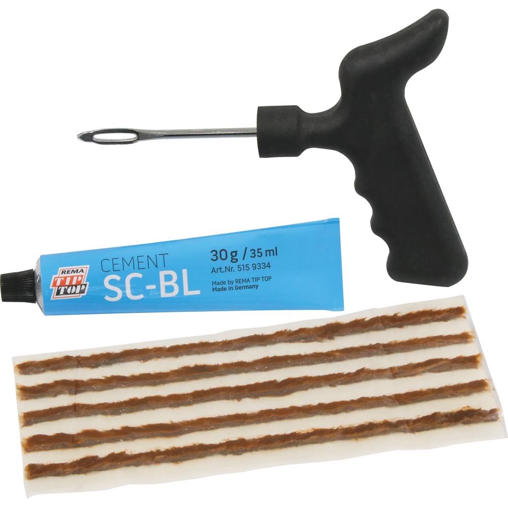 Réparation pour pneus tubeless - de 5 tresses de 180mm avec colle et outil REMA TIP TOP - 16624