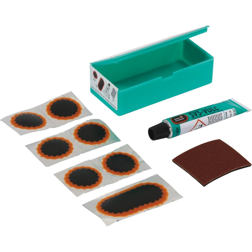 Réparation pour chambre à air VL - de 7 rustines avec colle et râpe REMA TIP TOP - 16626