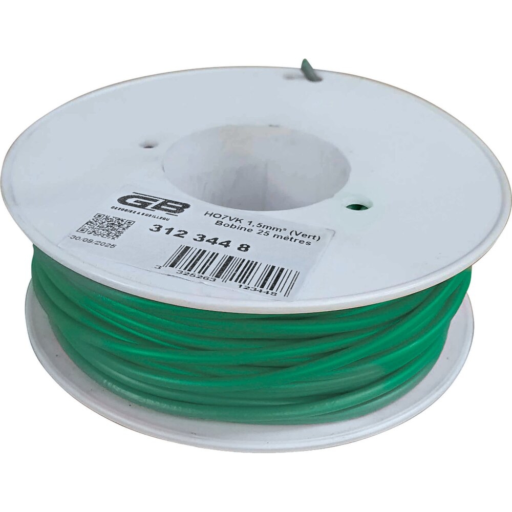 Fils de câblage souple 1,5mm² vert - 25m - 16714