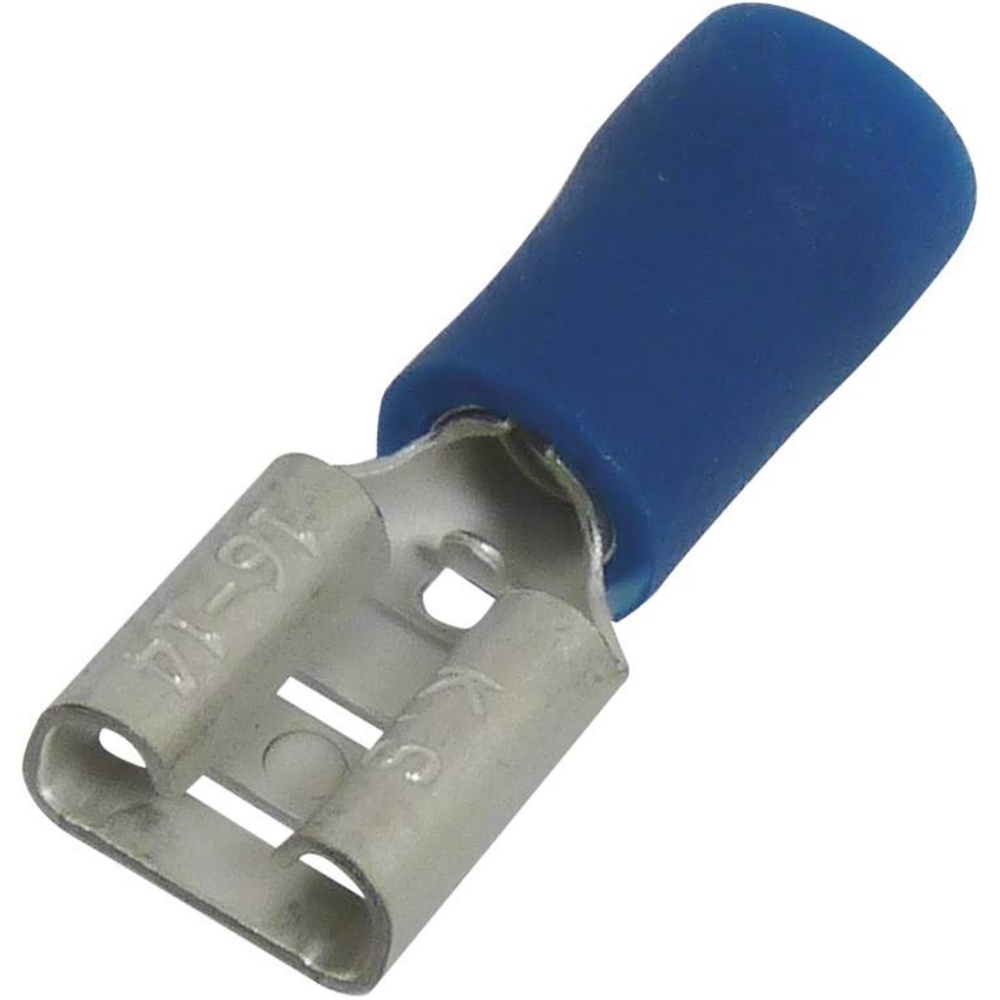 Cosse plate femelle isolée bleue 6,3X0,8mm - de 10 - SODELEC - 16822.10