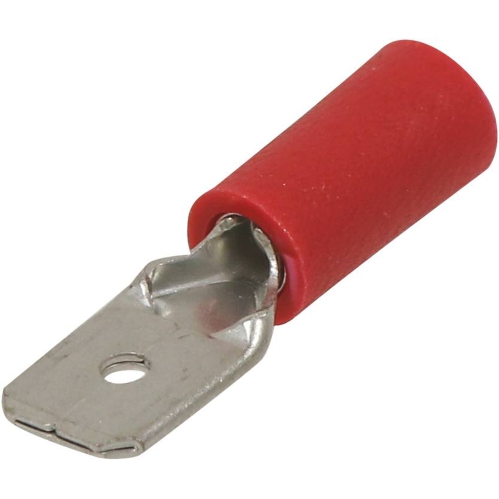 Cosse plate mâle isolée rouge 6,3X0,8 - blister de 10 - SODELEC - 16826.10