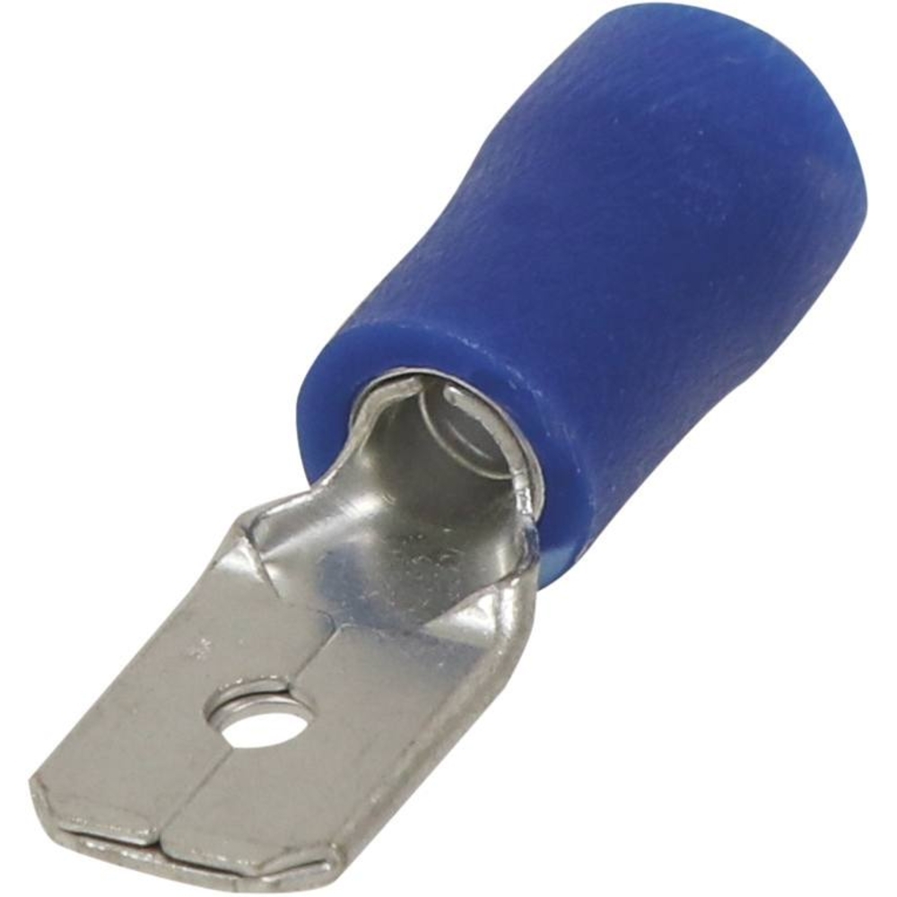 Cosse plate mâle isolée bleue 6,3X0,8 - blister de 10 - SODELEC - 16828.10