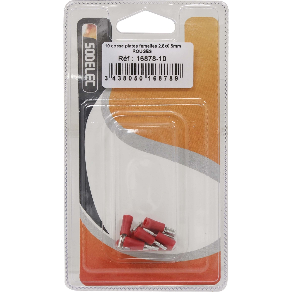 10 cosses plates femelles 28x05mm rouges en blister - 1687810