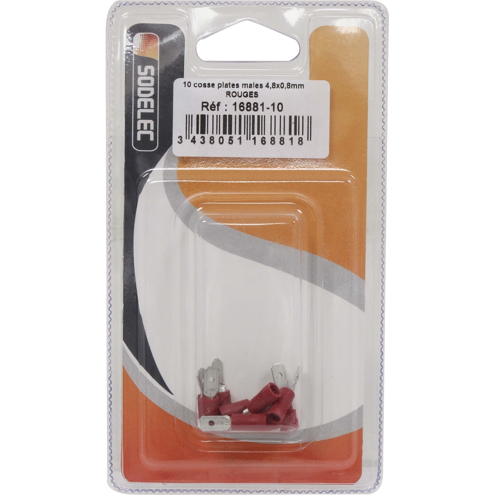 10 cosses plates males 48x08mm rouges en blister - 1688110