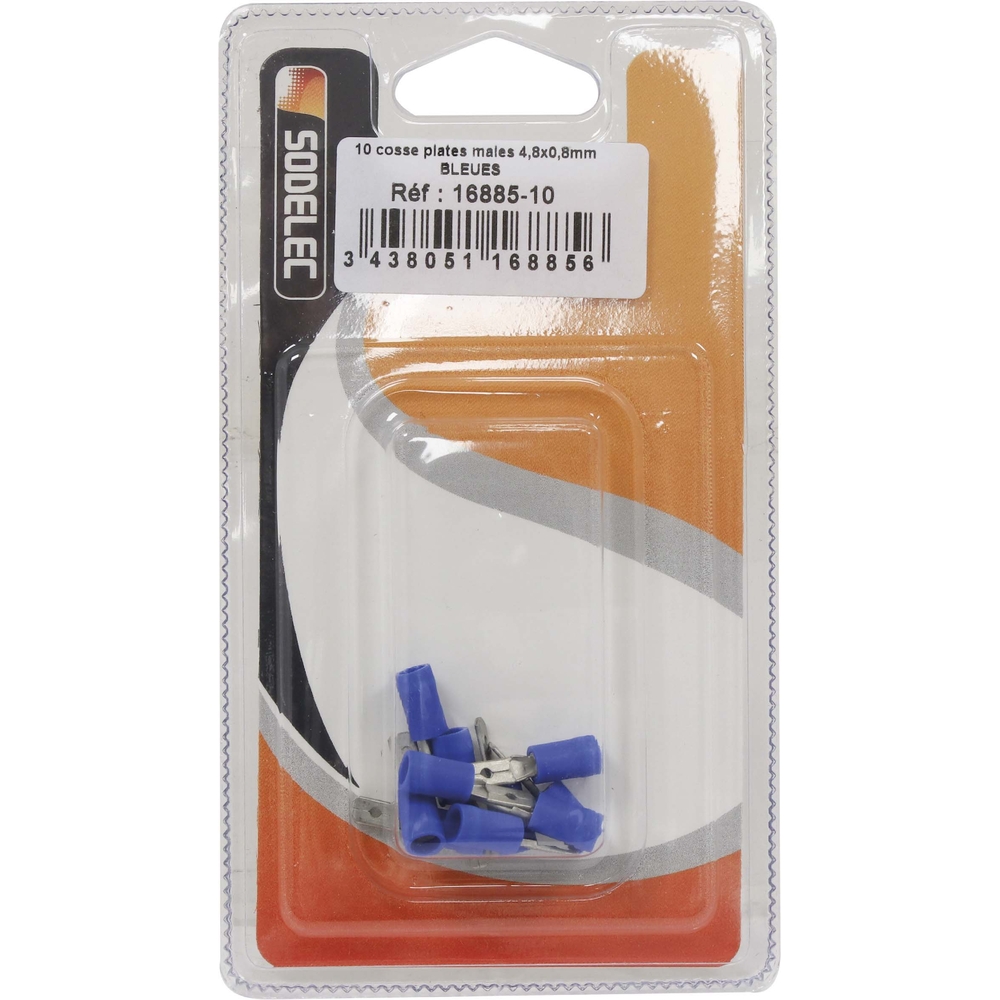 10 cosses plates males 48x08mm bleues en blister - 1688510
