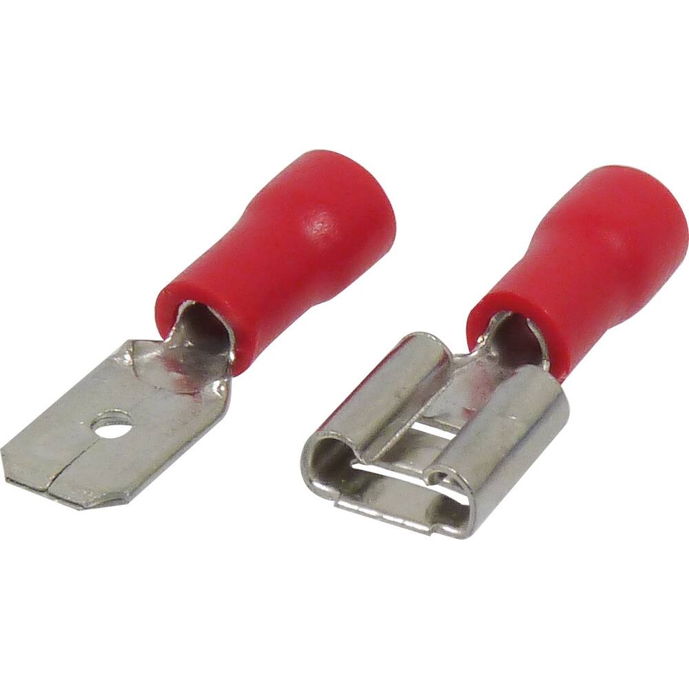 Cosse plate mâle et femelle isolée rouge 6,3x0,8mm - de 10 pcs SODELEC - 16891