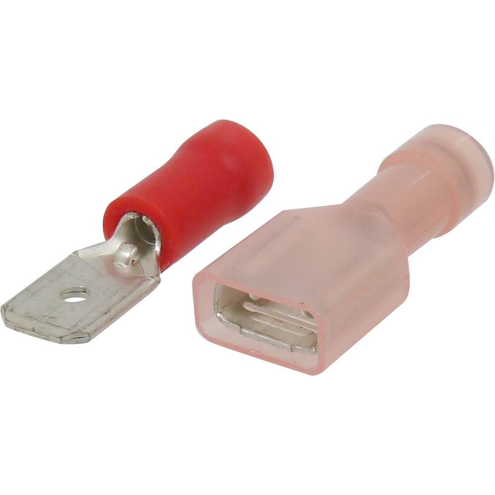 Cosse plate mâle et femelle isolée rouge 6,3x0,8mm - de 10 pcs SODELEC - 16894