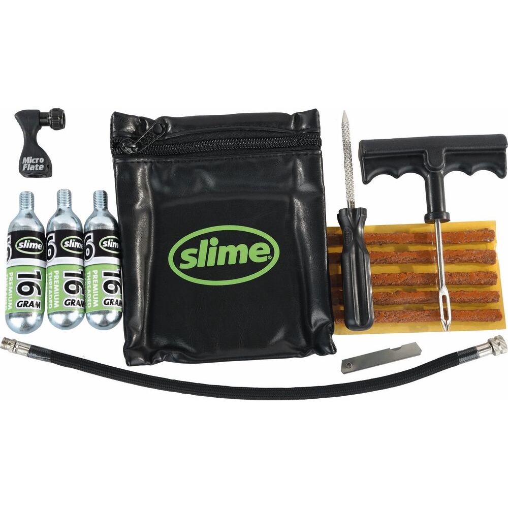 Cartouche CO²/tresses/outils pour pneu tubeless - de 10 pcs SLIME - 17198