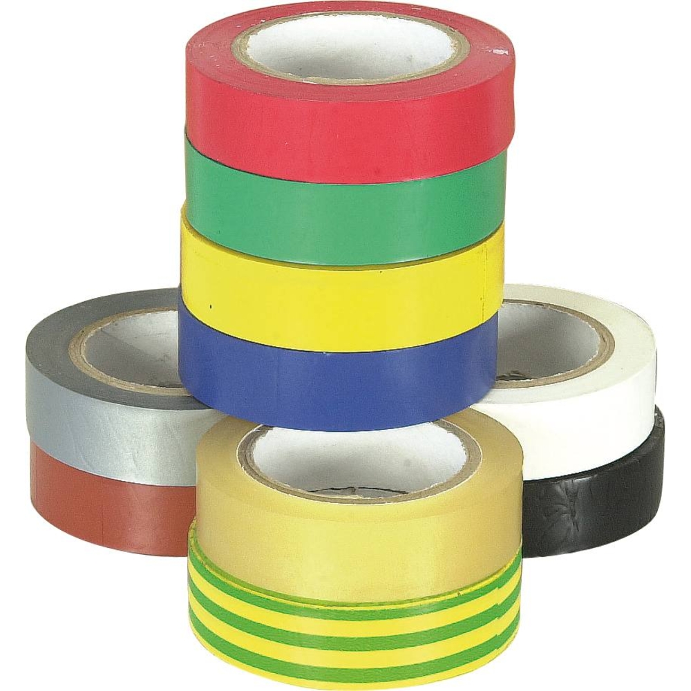Ruban adhésif isolant PVC couleurs assorties 15mmx10m - lot de 10 pcs - 17200