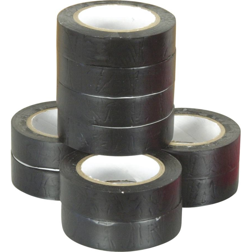 Ruban adhésif isolant PVC noir 15mmx10m - lot de 10 pcs STILKER - 17203