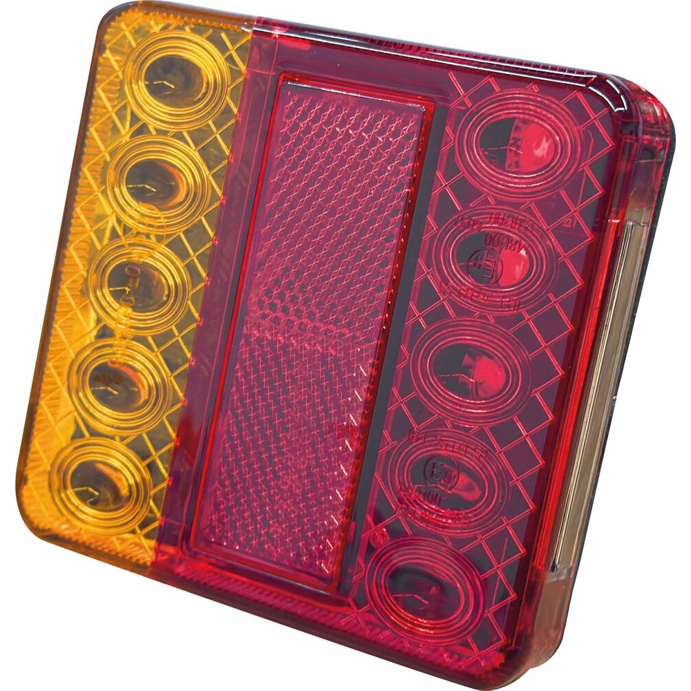 Feu arrière carré LED 12V 4 fonctions cabochon orange/rouge - SODIFLASH - 17256