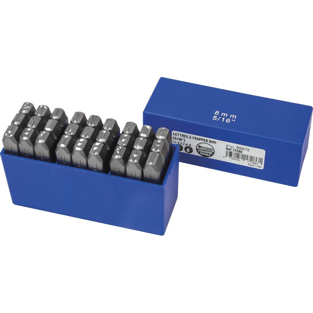 Lettre à frapper 8mm - boîte de 27 pcs DRAKKAR TOOLS - 17286