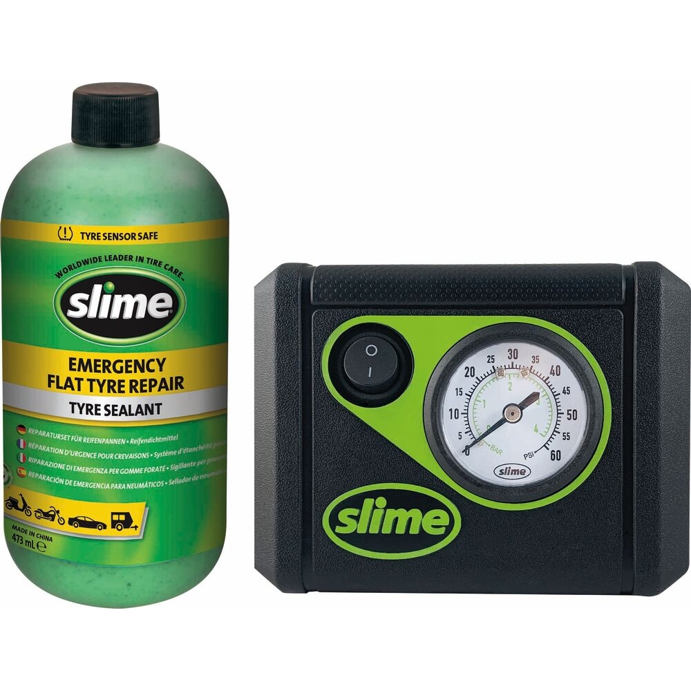 Gel anti-crevaison 473ml avec compresseur 12V pour pneu tubeless SLIME - 17297