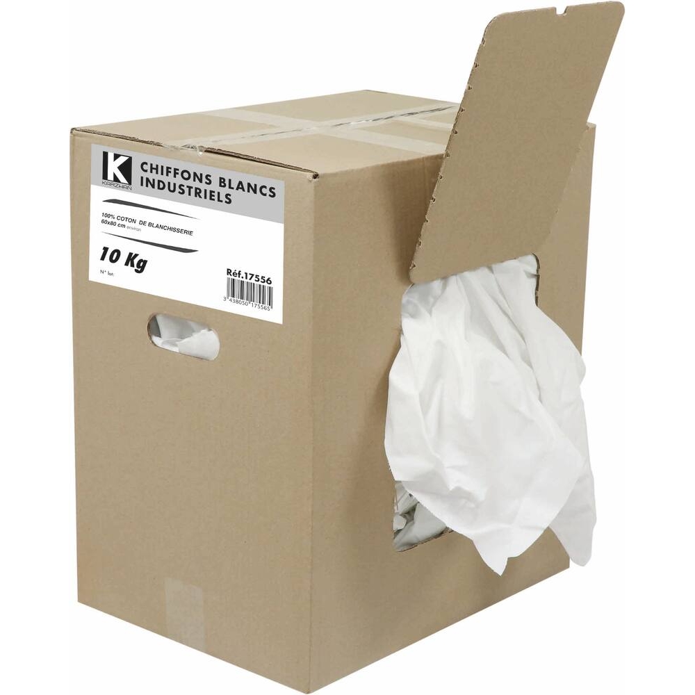 Chiffon blanc draps polycoton - carton distributeur de 10Kg KARZHAN - 17556