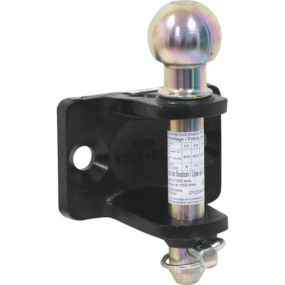 Chape mixte d'attelage 3,5T avec axe à boule 2 trous 17mm entraxe 90mm POMMIER - 17576