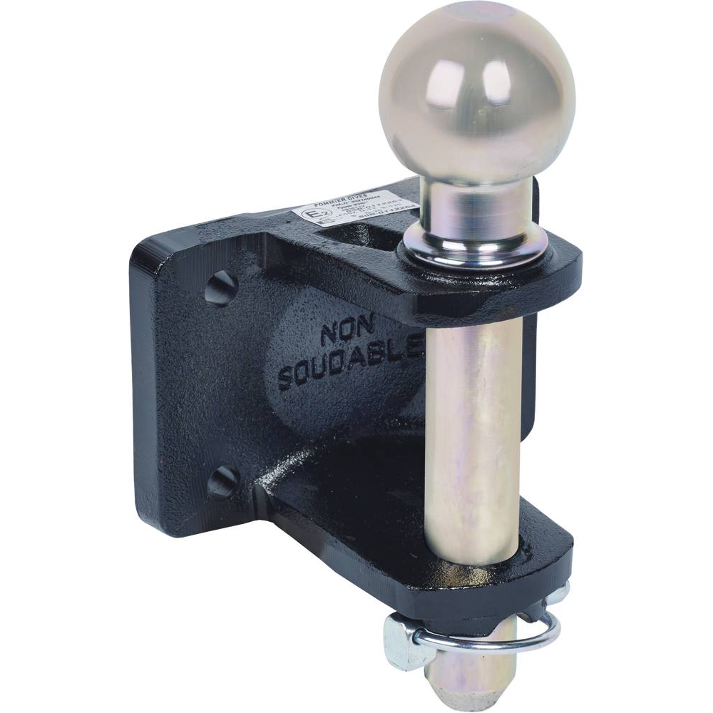 Chape mixte d'attelage 3,5T avec axe à boule 4 trous 17mm entraxe 90x40mm POMMIER - 17579