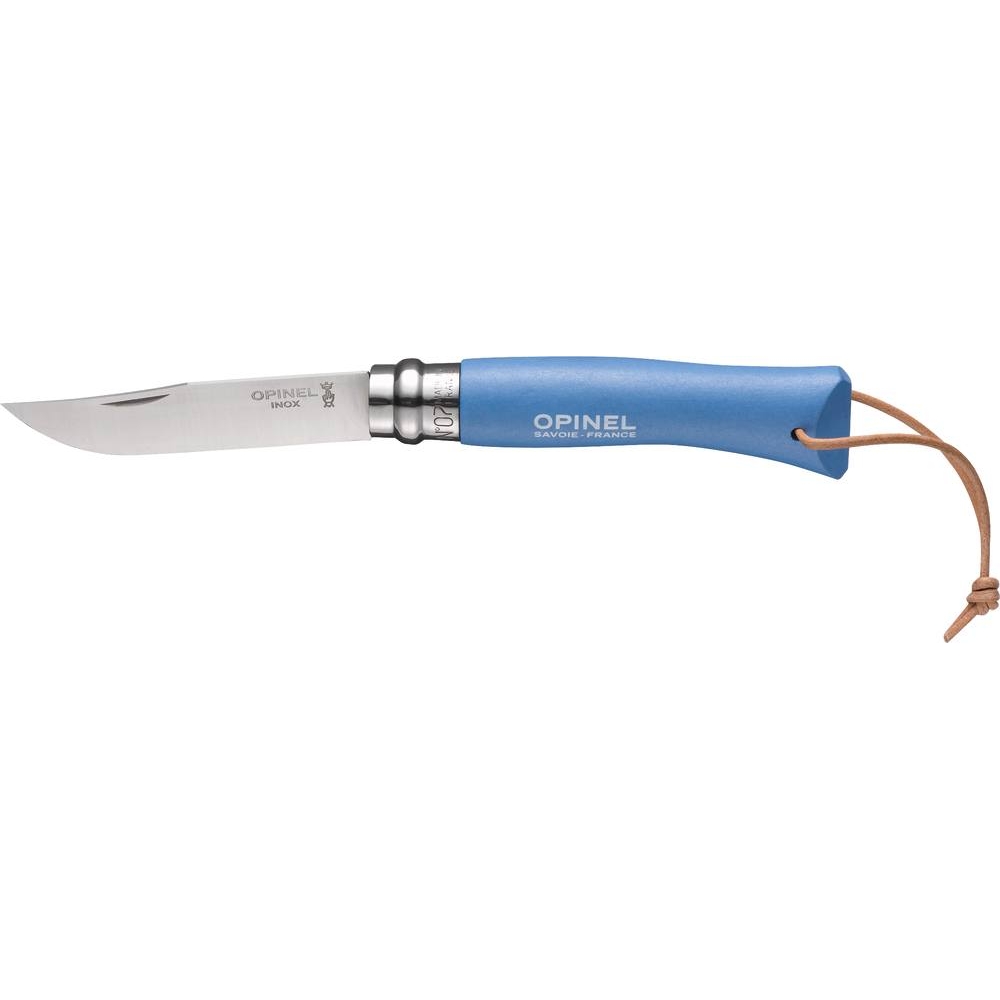 Couteau N°7 bleu cyan avec lien en cuir OPINEL - 17602