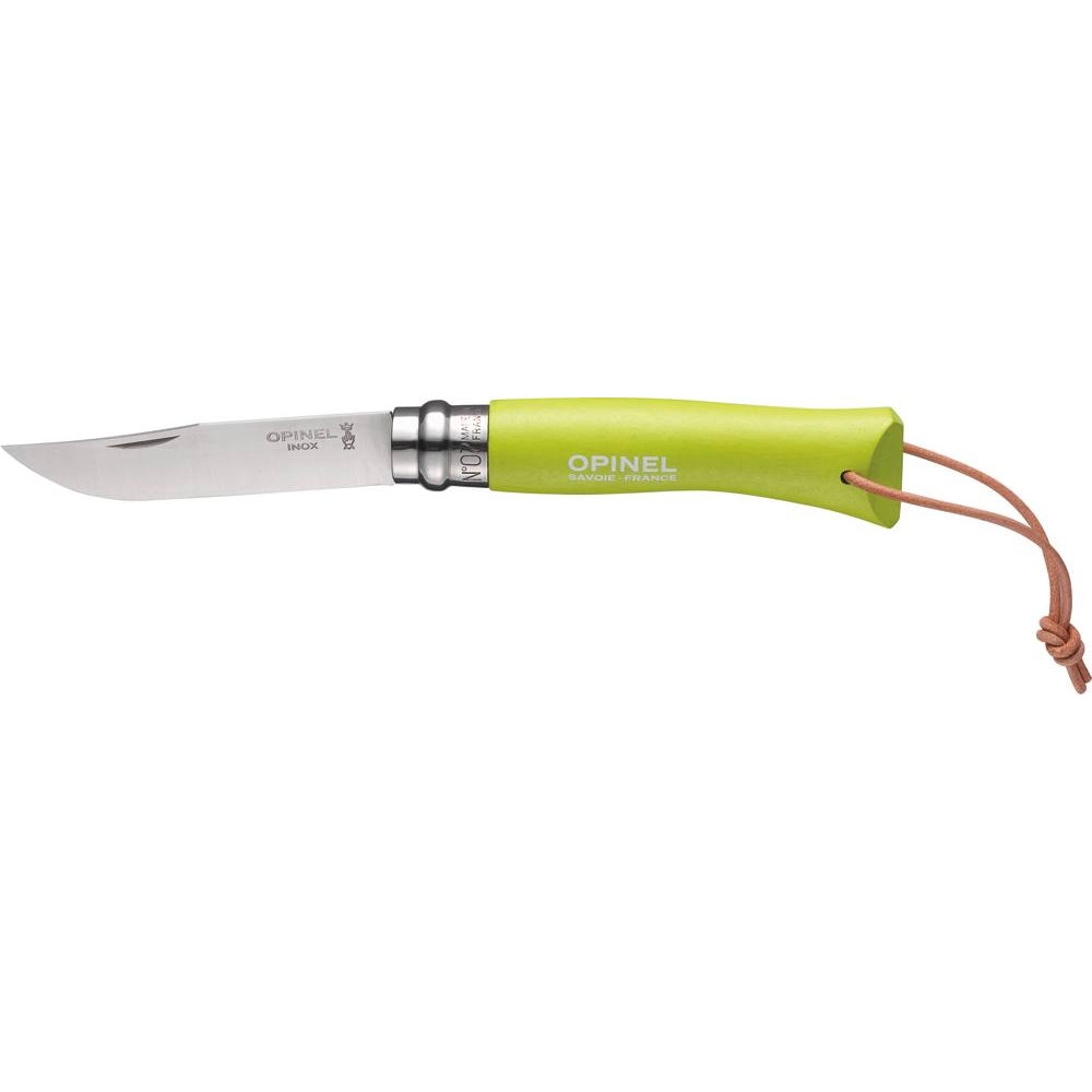 Couteau N°7 vert pomme avec lien en cuir OPINEL - 17603