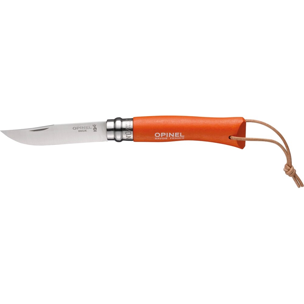 Couteau N°7 orange avec lien en cuir OPINEL - 17604