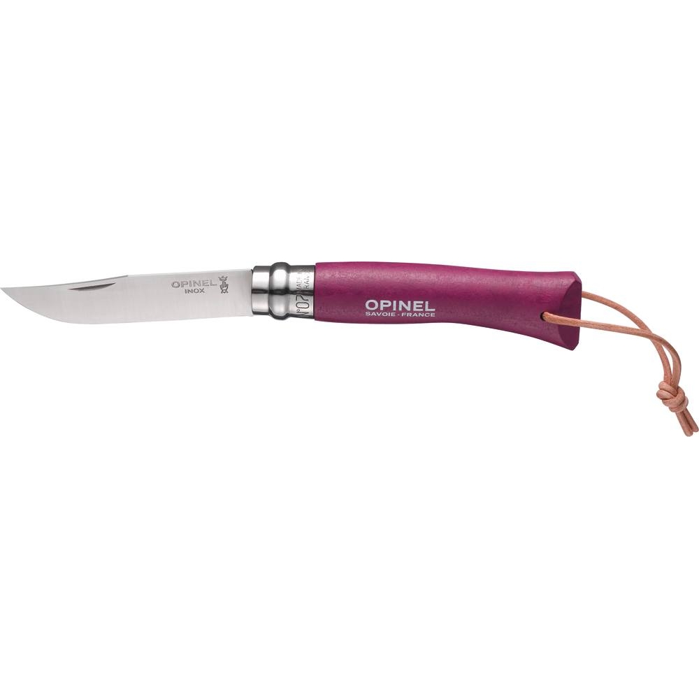 Couteau N°7 aubergine avec lien en cuir OPINEL - 17606