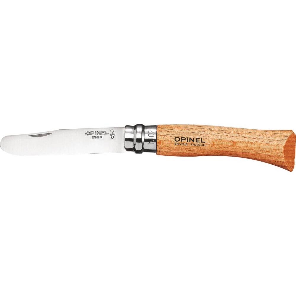Couteau N°7 avec lame en acier inox bout rond et bague de sécurité vernis naturel OPINEL - 17620