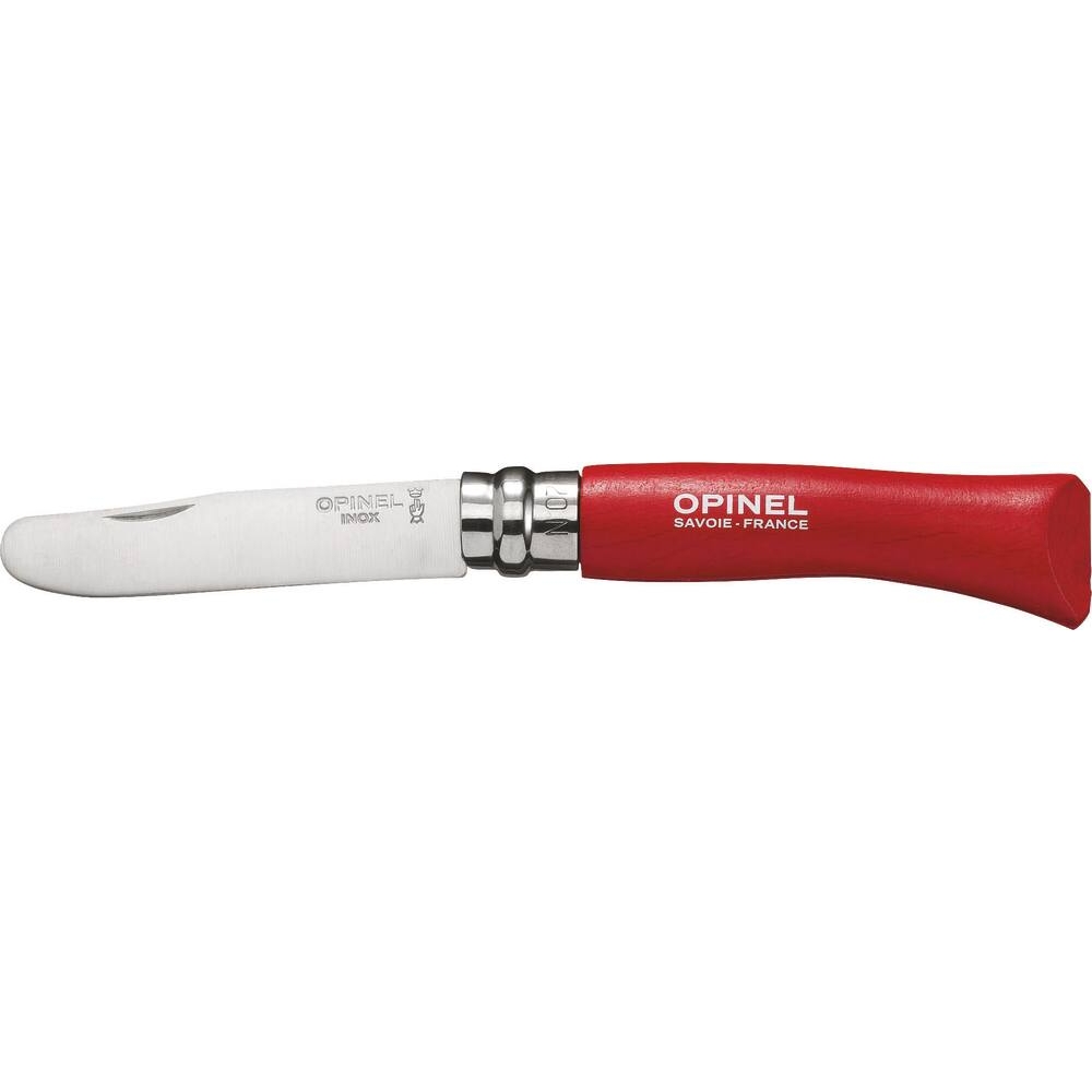 Couteau N°7 avec lame en acier inox bout rond et bague de sécurité rouge OPINEL - 17621