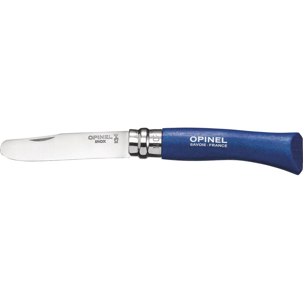 Couteau N°7 avec lame en acier inox bout rond et bague de sécurité bleu OPINEL - 17622