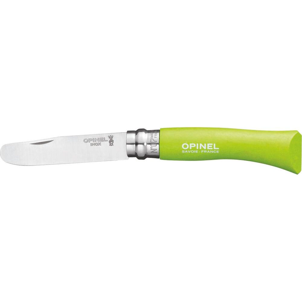 Couteau N°7 avec lame en acier inox bout rond et bague de sécurité pomme OPINEL - 17624